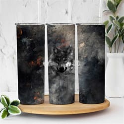 20oz skinny tumbler sublimation designs wolf