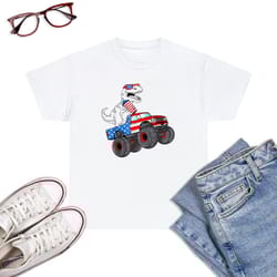 4th of july t-rex dino trex dinosaur monster truck fireworks t-shirt