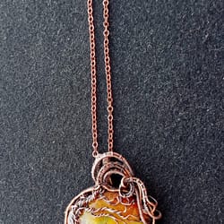 copper pendant "tree of life" on agate.gift for a girl.