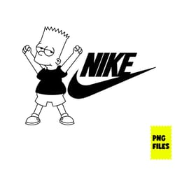bart simpson nike png, nike logo png, bart simpson png, the simpson png, cartoon png, fashion brands png digital file