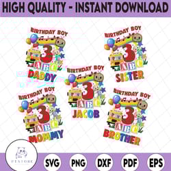 personalized cocomelon birthday png, cocomelon birthday png, custom personalize birthday family matching png, cocomelon