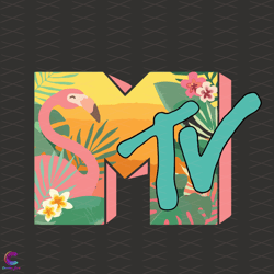 mtv flamingo tropical paradise colorful logo svg, trending s