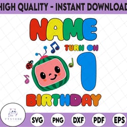 cocomelon personalized name and ages birthday svg png, cocomelon brithday svg,cocomelon family birthday svg, watermelon