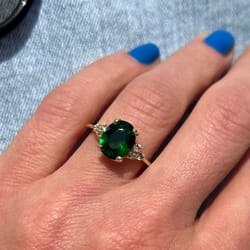 emerald ring - may birthstone - statement ring - gold ring - engagement ring - oval ring - cocktail ring - green ring