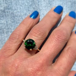 emerald ring - may birthstone - statement ring - gold ring - engagement ring - round ring - cocktail ring - prong ring