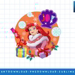 disney princess the little mermaid ariel christmas joy png, sublimate, digital print
