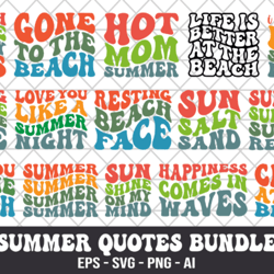summer quotes retro design bundle svg