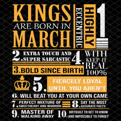 kings are born in march, march girl svg, born i