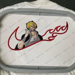 nike x vinsmoke sanji one piece embroidered sweatshirt, anime embroidered sweatshirt, custom anime embroidered crewneck