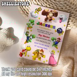 editable birthday invitation digital, super brothers evite, editable in canva printable download, video game kid invite