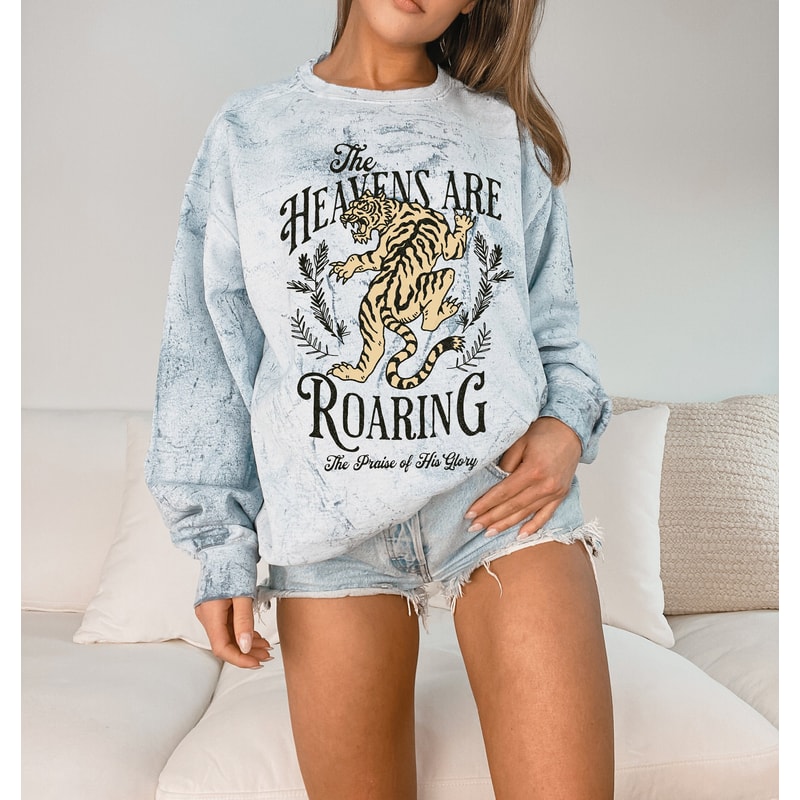 The Heavens are Roaring Christian Sweatshirt Trendy Oversized Jesus Sweatshirt Christian Apparel Mothers Day Gift The Heavens are Roaring - 1.jpg