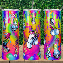 penis rainbow unicorn tumbler, penis rainbow unicorn skinny tumbler