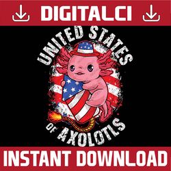 4th of July Patriotic Axolotl USA United States of Axolotls Png, Let's Party Alotl Svg, Axolotl Merica Happy 4th of july