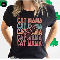 Retro Cat Mama Shirt, Cat Mom Gifts, Vintage Cat Mama T Shirt, Mothers Day Gift, Cat Owner Gifts, Mother Gift, Paw Print