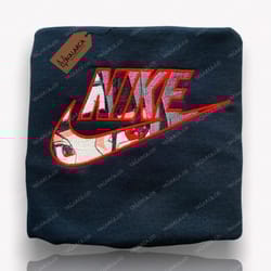 nike x uchiha itachi naruto embroidered sweatshirt, anime embroidered sweatshirt, custom anime embroidered crewneck