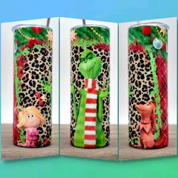 The Grinch Whoville Skinny tumbler, Grinch Sublimation 30oz Curved Tumbler, Christmas Cheetah Grinch 30oz New Tumbler