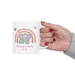 mummy & daddy to be elephants mug, girl mummy and daddy mug, expectant parents gift m