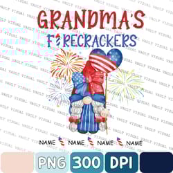 personalized gnome grandma's firecracker 4th of july png, custom rocket kids name png for mom grandma nana mimi png