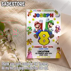 super mario birthday invitation, mario brothers birthday invite, instant download invite canva editable template boy