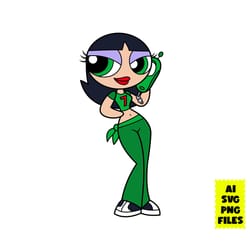buttercup svg, the powerpuff girls svg, powerpuff girls svg, girl svg, cartoon svg, ai digital file