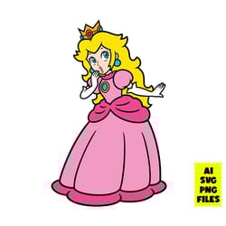princess svg, princess peach svg, super mario svg, game svg, cartoon svg, ai digital file