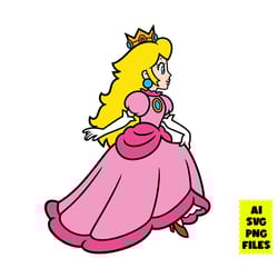 princess svg, princess peach svg, super mario svg, mario svg, game svg, cartoon svg, ai png digital file