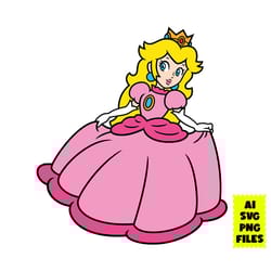 princess peach svg, princess svg, super mario svg, mario svg, game svg, cartoon svg, ai png digital file