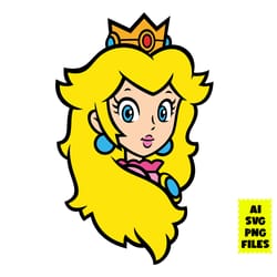 princess peach face svg, princess peach svg, super mario svg, funny mario svg, game svg, cartoon svg, ai digital file