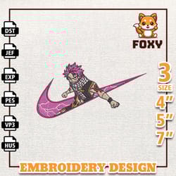 nike natsu fairy tail embroidery design, nike anime embroidery design, best anime embroidery designs, instant download