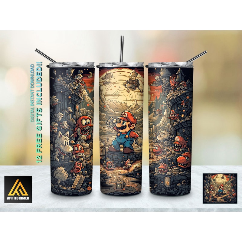 Game Characters 20 Oz Skinny Tumbler StraightTapered Wrap Png Sublimation Design, Gamer Tumbler PNG File Digital Download-66.jpg