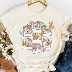 retro dwarfs polaroid with mickey balloon shirt, snow white and seven dwarfs dis