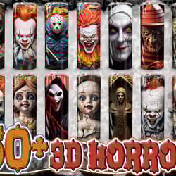 all hot 3d styles horror movie for straight & tapered tumbler design bundle, 3d horror 20 oz skinny tumbler bundle, tumb