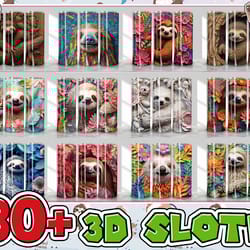 3d sloth 20oz straight tumbler design sublimation, 3d animal 20 oz skinny tumbler png, tumbler sublimation designs, wate