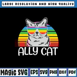 ally cat rainbow sunglasses lgbt svg, gay pride kittys allies svg, ally cat lgbt gay rainbow pride flag png, digital