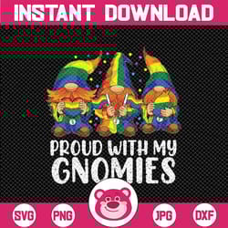 gay pride proud with gnomies rainbow lgbt gnome png, gnome lgbt flag png, lgbt pride month, digital download