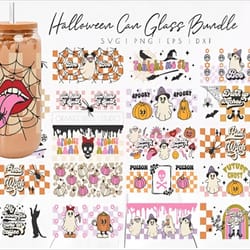 halloween 16oz glass can tumbler sublimation design bundle, glass can wrap png, libbey can template, 16oz libbey wrap pn