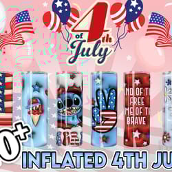 inflated american flag 20oz tumbler wrap png bundle, 3d 4th of july tumbler design sublimation, puff tumbler wrap, digit