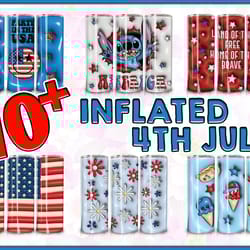 3d inflated 4th of july tumbler sublimation design, american flag 20 oz skinny straight & tapered tumbler, instant downl