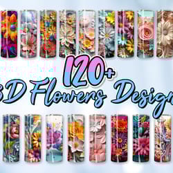 3d effect floral tumbler bundle design png, skinny tumbler design straight, flower bundle tumbler design png, sublimatio