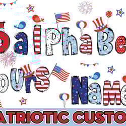 custom patriotic grandkids name png bundle, patriotic alphabet png, 4th of july kid name shirt png, personalized 4th jul