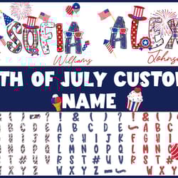 custom 4th of july kids shirt png bundle, personalized 4th of july name png, patriotic name toddler png, matching family