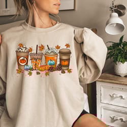 fall coffee sweater, cute fall sweatshirt, coffee lover shirt, thanksgiving pumpkin latt