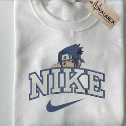 inspired anime embroidered sweatshirt, nike x sasuke naruto embroidered sweatshirt, brand anime embroidered hoodie