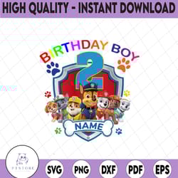 paw patrol chase birthday png, paw patrol birthday png family custom age and name birthday custom gift raglan kids