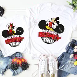 my first disney trip, matching disney shirts ,disney