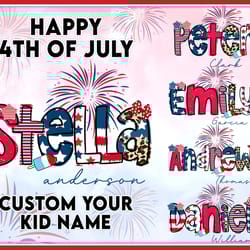 personalized fourth of july kids shirt design bundle, 4th of july kids shirt png, patriotic name toddler png, digital do