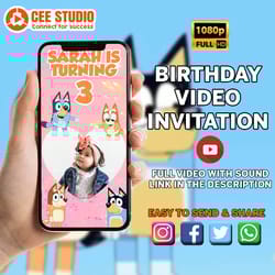 bluey birthday invitation , video invitation, bingo video invitation, birthday video invitation, personalized video