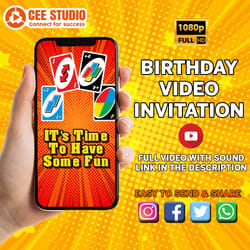 uno video invitation, uno birthday video invitation, digital evite, electronic invitation, kids birthday video