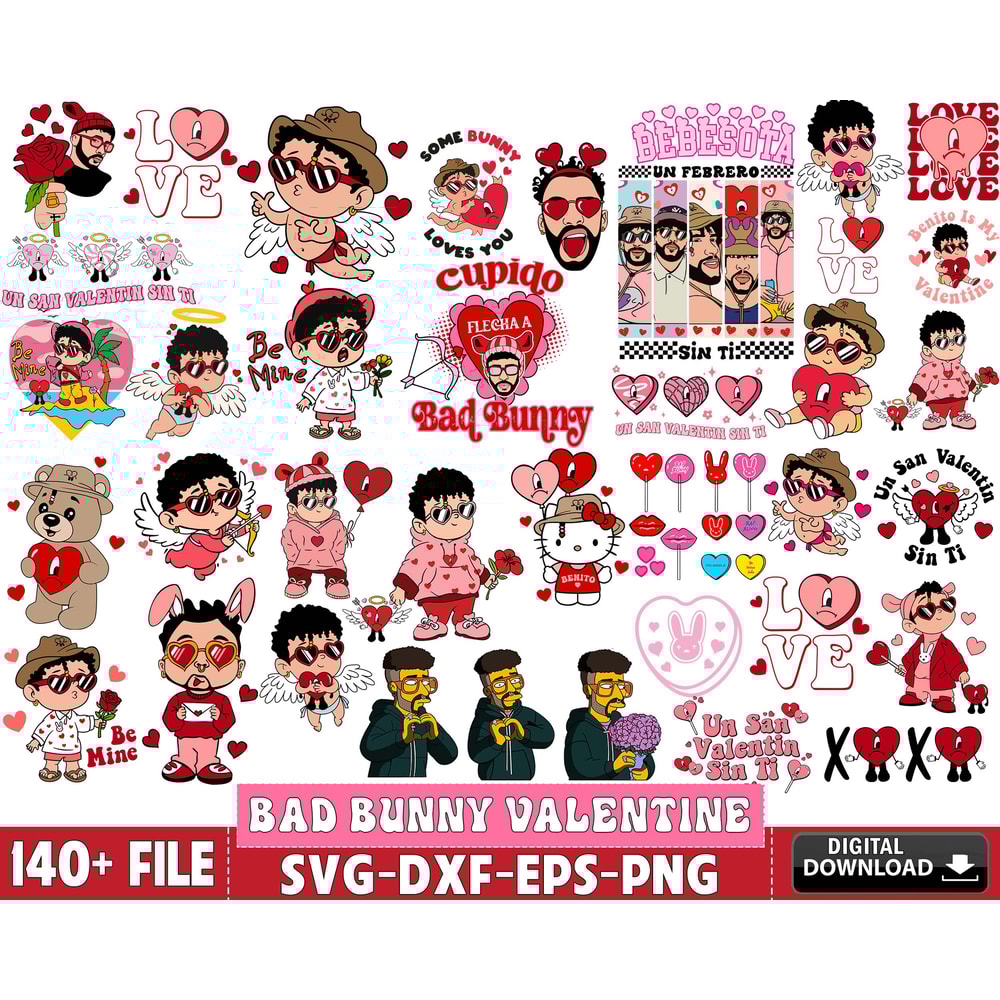 140+ file Bad Bunny valentine bundle SVG , Bad Bunny valentine.jpg