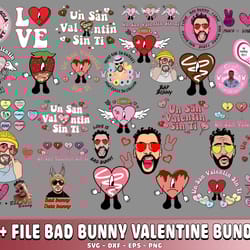 30 file bad bunny valentine bundle svg,bad bunny svg
